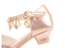 Load image into Gallery viewer, Arna's Shoe Collection - Children's Crystal Shoes Rhinestone Pendants Open Toes
