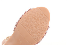 Load image into Gallery viewer, Arna's Shoe Collection - Children's Crystal Shoes Rhinestone Pendants Open Toes

