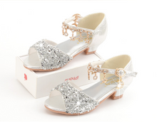 Load image into Gallery viewer, Arna's Shoe Collection - Children's Crystal Shoes Rhinestone Pendants Open Toes
