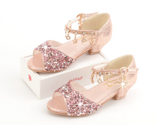 Load image into Gallery viewer, Arna's Shoe Collection - Children's Crystal Shoes Rhinestone Pendants Open Toes
