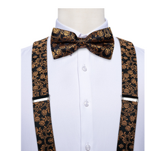 Load image into Gallery viewer, Luxury Mens Suspender Wedding Accessories Leather 6 Clips Braces Bow Tie Set - Many Colours &amp; Sizes

