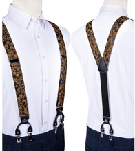 Load image into Gallery viewer, Luxury Mens Suspender Wedding Accessories Leather 6 Clips Braces Bow Tie Set - Many Colours &amp; Sizes
