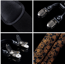 Load image into Gallery viewer, Luxury Mens Suspender Wedding Accessories Leather 6 Clips Braces Bow Tie Set - Many Colours &amp; Sizes
