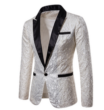 Load image into Gallery viewer, Mens Luxury Gold Jacquard Blazer Patchwork Jacket - Many Colours &amp; Sizes
