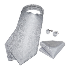 Load image into Gallery viewer, Luxury Mens Silk Tie Handkerchief Cufflinks &amp; Neck Tie Ring - Many Colours &amp; Sizes
