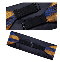 Load image into Gallery viewer, Men's Tuxedo Cummerbund Silk Bow Tie Handkerchief Brooch Chain Set - Gift Boxed
