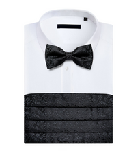 Load image into Gallery viewer, Men's Tuxedo Cummerbund Silk Bow Tie Handkerchief Brooch Chain Set - Gift Boxed

