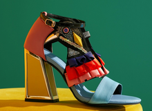 Load image into Gallery viewer, Women's Designer High Heel Bird Rhinestone Chunky Heel Shoe
