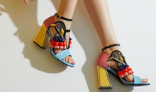 Load image into Gallery viewer, Women's Designer High Heel Bird Rhinestone Chunky Heel Shoe
