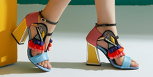 Load image into Gallery viewer, Women's Designer High Heel Bird Rhinestone Chunky Heel Shoe
