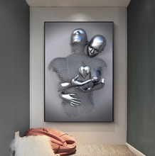 Load image into Gallery viewer, Arna's Luxury Painting Collection - Romantic Lover Heart Metal Sculpture Canvas Painting - Many Styles
