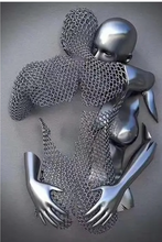 Load image into Gallery viewer, Arna's Luxury Painting Collection - Romantic Lover Heart Metal Sculpture Canvas Painting - Many Styles
