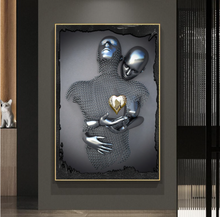 Load image into Gallery viewer, Arna's Luxury Painting Collection - Romantic Lover Heart Metal Sculpture Canvas Painting - Many Styles

