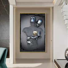 Load image into Gallery viewer, Arna's Luxury Painting Collection - Romantic Lover Heart Metal Sculpture Canvas Painting - Many Styles
