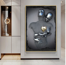 Load image into Gallery viewer, Arna's Luxury Painting Collection - Romantic Lover Heart Metal Sculpture Canvas Painting - Many Styles
