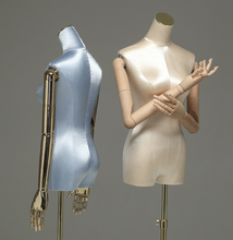 Load image into Gallery viewer, "Arna Royal Gown Collection" Luxury Female Matellic Satin Platform Mannequin Cosmetology Window Display Model
