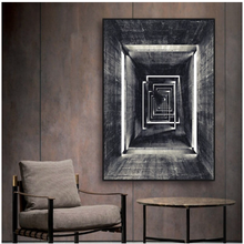Load image into Gallery viewer, Arna's Luxury Painting Collection - Nordic Black &amp; White Geometry Corridor Print Canvas Painting
