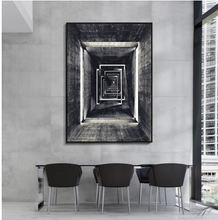 Load image into Gallery viewer, Arna's Luxury Painting Collection - Nordic Black &amp; White Geometry Corridor Print Canvas Painting
