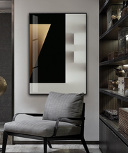 Load image into Gallery viewer, Arna's Luxury Painting Collection - Modern Nordic Black/White/Gold Abstract Geometry Print Canvas Painting
