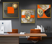 Load image into Gallery viewer, Arna's Luxury Painting Collection - Modern Nordic Abstract Gold Foil Geometry Print Canvas Painting
