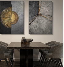 Load image into Gallery viewer, Arna's Luxury Painting Collection - Abstract Circle Stripes Moon Black Golden Print Canvas Painting
