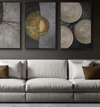 Load image into Gallery viewer, Arna's Luxury Painting Collection - Abstract Circle Stripes Moon Black Golden Print Canvas Painting
