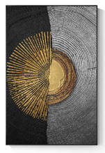 Load image into Gallery viewer, Arna's Luxury Painting Collection - Abstract Circle Stripes Moon Black Golden Print Canvas Painting
