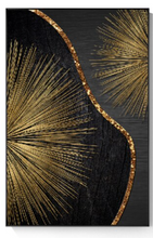 Load image into Gallery viewer, Arna's Luxury Painting Collection - Abstract Circle Stripes Moon Black Golden Print Canvas Painting
