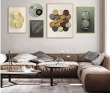 Load image into Gallery viewer, Arna's Luxury Painting Collection - Geometric Line Round Gold Leaf Canvas Painting
