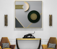 Load image into Gallery viewer, Arna's Luxury Painting Collection - Geometric Line Round Gold Leaf Canvas Painting
