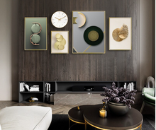 Load image into Gallery viewer, Arna's Luxury Painting Collection - Geometric Line Round Gold Leaf Canvas Painting
