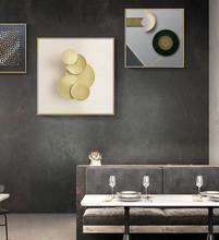 Load image into Gallery viewer, Arna's Luxury Painting Collection - Geometric Line Round Gold Leaf Canvas Painting
