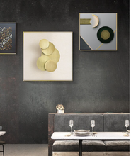 Load image into Gallery viewer, Arna's Luxury Painting Collection - Geometric Line Round Gold Leaf Canvas Painting
