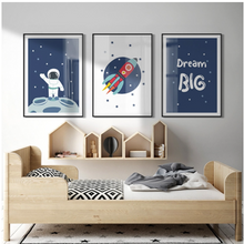Load image into Gallery viewer, Arna's Luxury Painting Collection - Cartoon Astronaut Planet Rocket English Alphabet Painting
