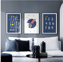 Load image into Gallery viewer, Arna's Luxury Painting Collection - Cartoon Astronaut Planet Rocket English Alphabet Painting
