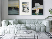 Load image into Gallery viewer, Arna's Luxury Painting Collection - Nordic Green/Golden Lady Platinum Graphics Painting
