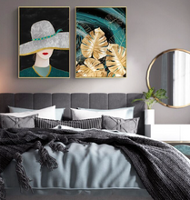 Load image into Gallery viewer, Arna's Luxury Painting Collection - Nordic Green/Golden Lady Platinum Graphics Painting
