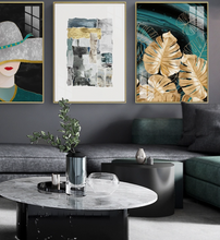 Load image into Gallery viewer, Arna's Luxury Painting Collection - Nordic Green/Golden Lady Platinum Graphics Painting
