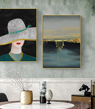 Load image into Gallery viewer, Arna's Luxury Painting Collection - Nordic Green/Golden Lady Platinum Graphics Painting
