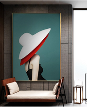 Load image into Gallery viewer, Arna's Luxury Painting Collection - Nordic Retro Woman Hat Painting
