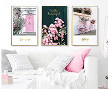 Load image into Gallery viewer, Arna's Luxury Painting Collection - Nordic Wall Art Pink/Green/Gold Painting
