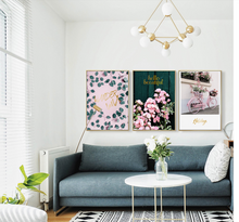 Load image into Gallery viewer, Arna's Luxury Painting Collection - Nordic Wall Art Pink/Green/Gold Painting

