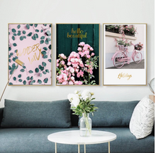 Load image into Gallery viewer, Arna's Luxury Painting Collection - Nordic Wall Art Pink/Green/Gold Painting
