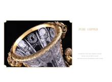 Load image into Gallery viewer, "Arna Lisa" Luxury Vintage Finest Collection - Crystal Golden Boys Copper Brass Vase
