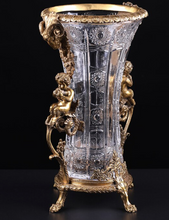 Load image into Gallery viewer, "Arna Lisa" Luxury Vintage Finest Collection - Crystal Golden Boys Copper Brass Vase
