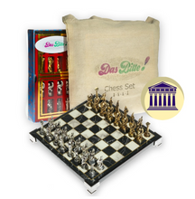 Load image into Gallery viewer, "Arna Lisa" Luxury Vintage Finest Collection - Chess Set Chrome Metal Gold Silver Pegasus Figure Marble
