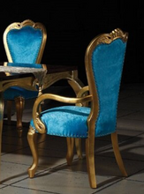 Load image into Gallery viewer, "Arna Royal Victorian Collection" Luxury Plus Furniture - Exquisite Golden/Blue Dining Table &amp; Chairs
