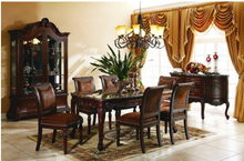 Load image into Gallery viewer, "Arna Royal Victorian Collection" Luxury Plus Furniture - Exquisite Classic Dining Table Marble &amp; Chairs x6
