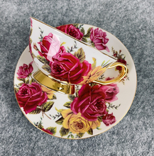 Load image into Gallery viewer, "Arna" Collection - Rose Ceramic Cup &amp; Saucer Set - 2 Piece (2 Designs)
