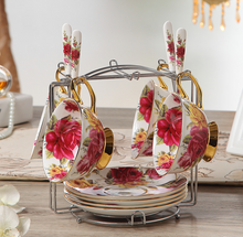 Load image into Gallery viewer, "Arna" Collection - Rose Ceramic Cup &amp; Saucer Set - 2 Piece (2 Designs)
